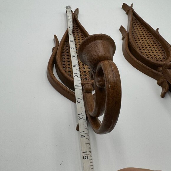 Homco Faux Rattan Wicker Teardrop Wall Sconce Candle Holders  Boho Bohemian MCM - Picture 7 of 16